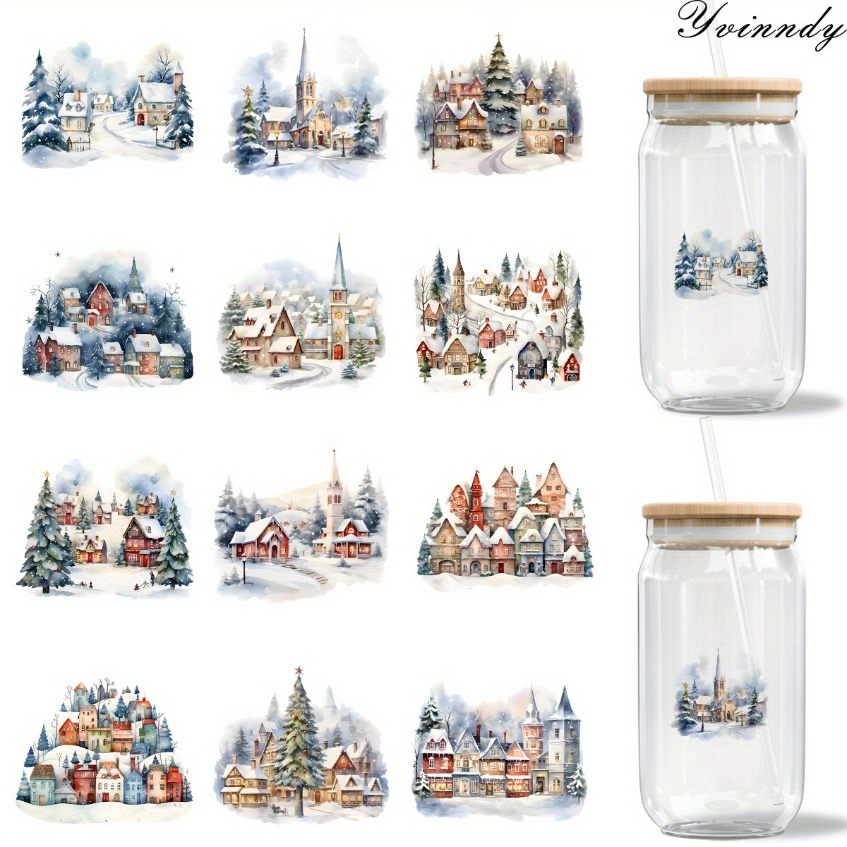 Rdta Tank Glass - 12Pcs/Set Christmas Snow Scenery DIY Glass